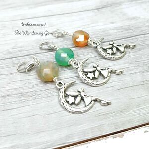 Stitch Markers 3 Piece Agate Gemstone Fairy Charms